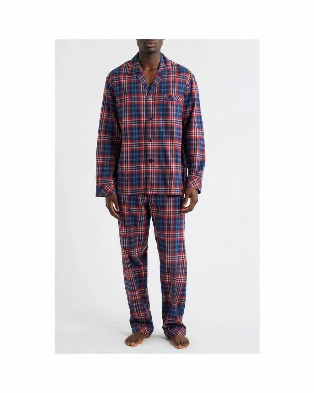 NEW MAJESTIC INTERNATIONAL men's time out flannel pajama in navy-red